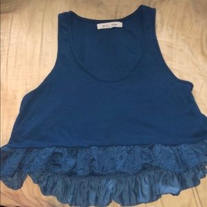 Navy blue ruffle, a-line crop top